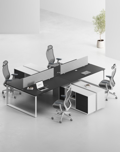 ACE Pro Series Cluster of 4x Workstation with Side Cabinet