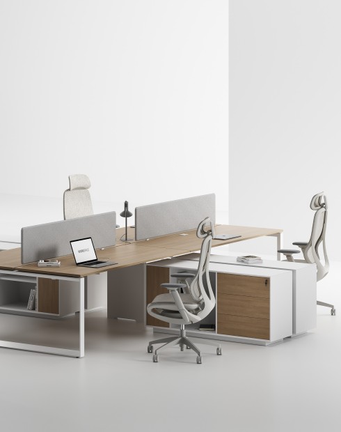 ACE Pro Series Cluster of 4x Workstation with Side Cabinet