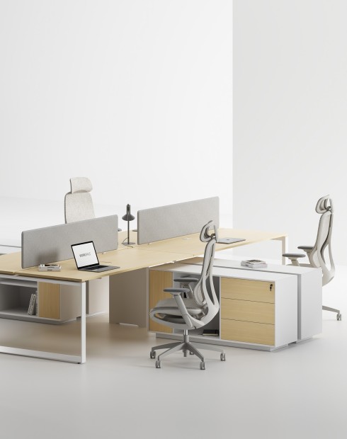 ACE Pro Series Cluster of 4x Workstation with Side Cabinet