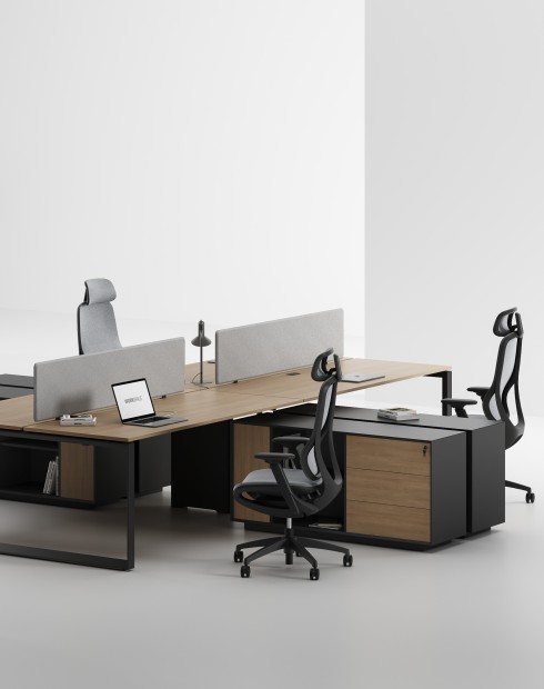 ACE Pro Series Cluster of 4x Workstation with Side Cabinet