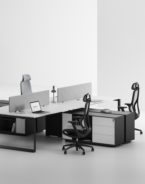 ACE Pro Series Cluster of 4x Workstation with Side Cabinet