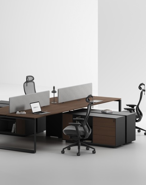 ACE Pro Series Cluster of 4x Workstation with Side Cabinet