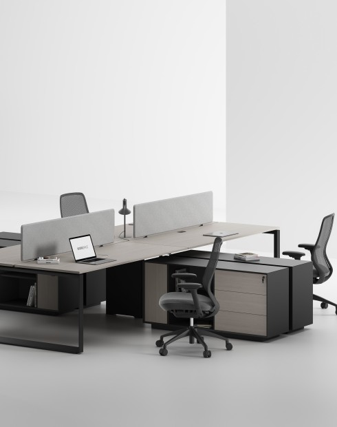 ACE Pro Series Cluster of 4x Workstation with Side Cabinet