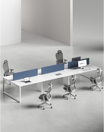 Ace Series Cluster of 6x Face to Face Workstation Desk White White