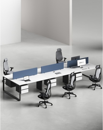 Ace Series Cluster of 6x Face to Face Workstation Desk White Black