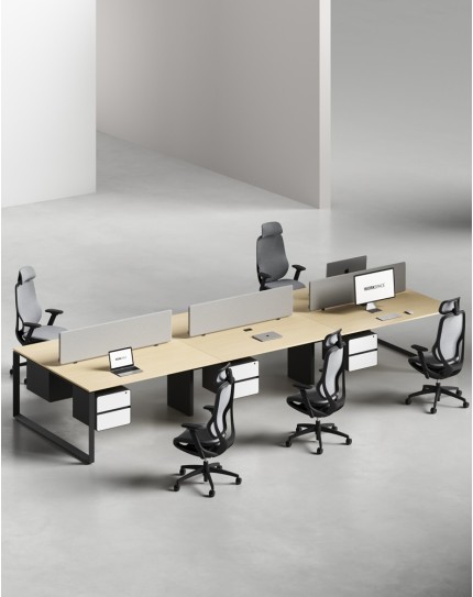 Ace Series Cluster of 6x Face to Face Workstation Desk Artisan Oak Black