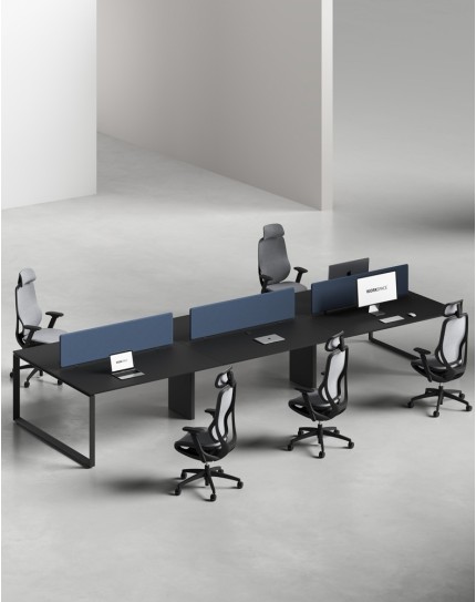 Ace Series Cluster of 6x Face to Face Workstation Desk Black Black