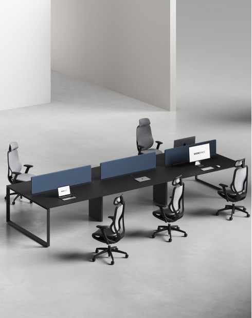 Ace Series Cluster of 6x Face to Face Workstation Desk Black Black