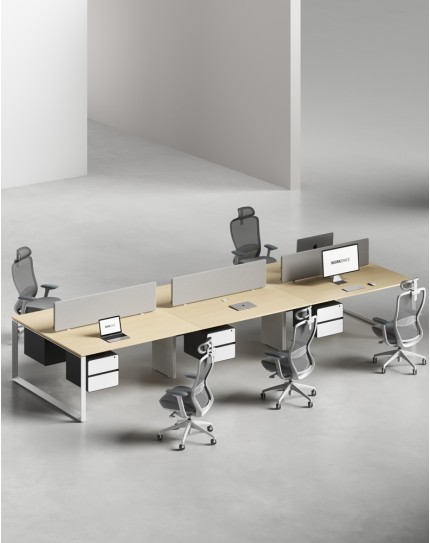 Ace Series Cluster of 6x Face to Face Workstation Desk Artisan Oak White