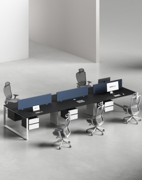 Ace Series Cluster of 6x Face to Face Workstation Desk White White 2