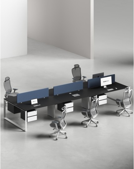 Ace Series Cluster of 6x Face to Face Workstation Desk Black White