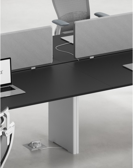 Ace Series Cluster of 6x Face to Face Workstation Desk Black White