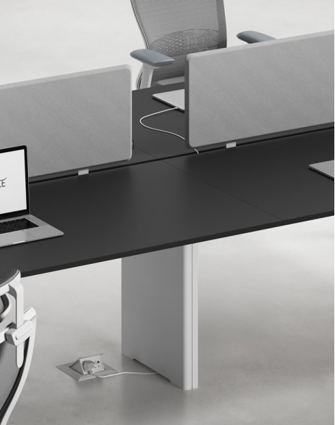 Ace Series Cluster of 6x Face to Face Workstation Desk Black White