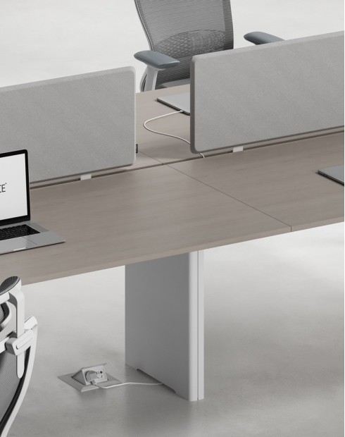 Ace Series Cluster of 6x Face to Face Workstation Desk Ash Grey White