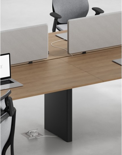 Ace Series Cluster of 6x Face to Face Workstation Desk Amber Walnut Black