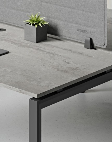 Ace Series Cluster of 4 Face to Face Workstation Light Grey Chicago Concrete Black