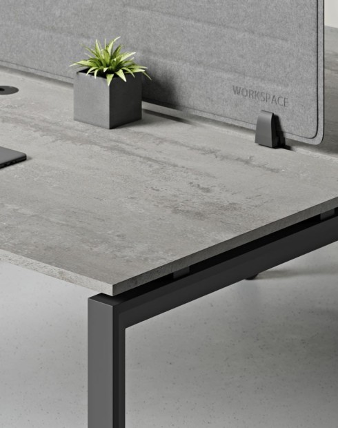 Ace Series Cluster of 4 Face to Face Workstation Light Grey Chicago Concrete Black