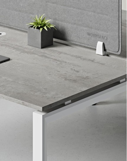 Ace Series Cluster of 4 Face to Face Workstation Light Grey Chicago Concrete White