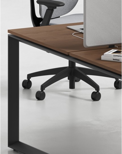 Ace Series Cluster of 4 Face to Face Workstation Alpine Walnut Black