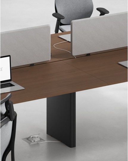 Ace Series Cluster of 4 Face to Face Workstation Alpine Walnut Black