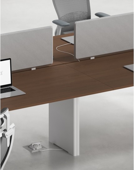 Ace Series Cluster of 4 Face to Face Workstation Alpine Walnut White