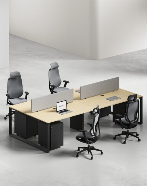 Ace Series Cluster of 4 Face to Face Workstation Artisan Oak Black