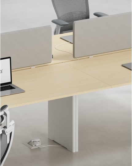 Ace Series Cluster of 4 Face to Face Workstation Artisan Oak White