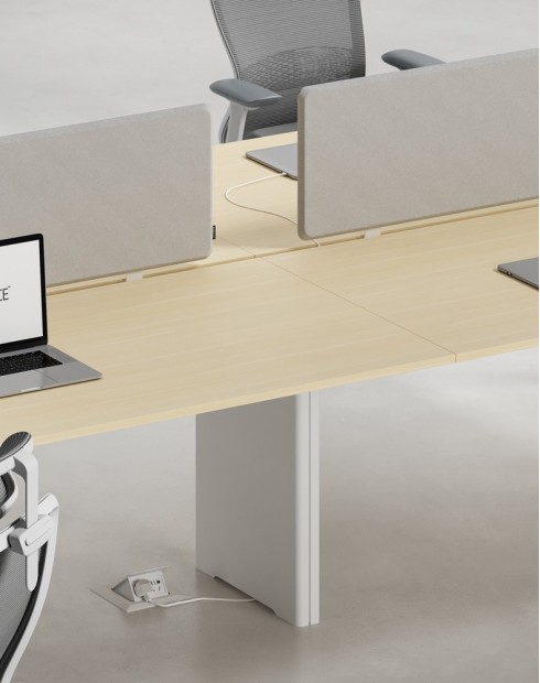 Ace Series Cluster of 4 Face to Face Workstation Artisan Oak White