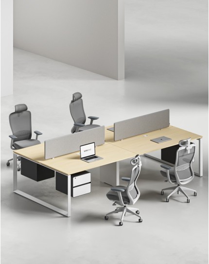 Ace Series Cluster of 4 Face to Face Workstation Artisan Oak White