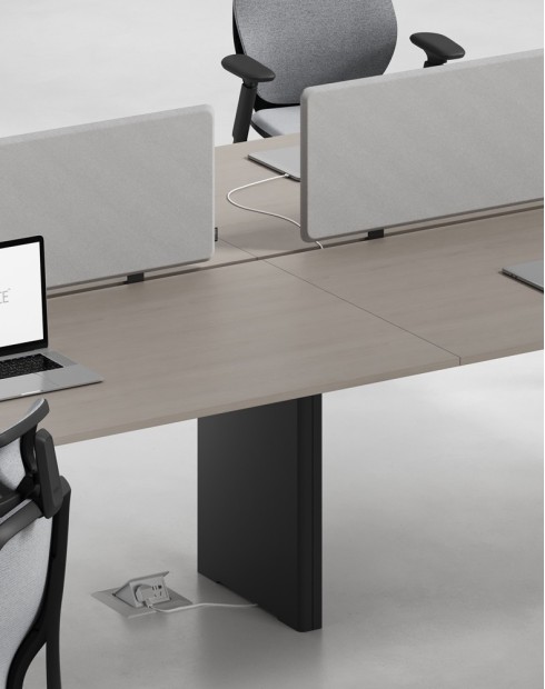 Ace Series Cluster of 4 Face to Face Workstation Ash Grey Black