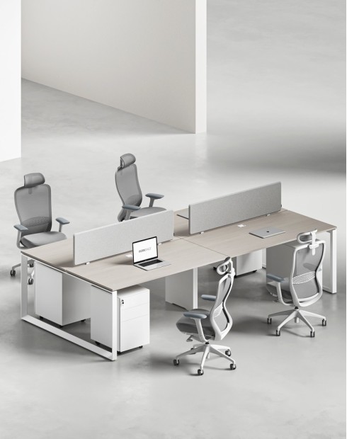 Ace Series Cluster of 4 Face to Face Workstation Ash Grey White