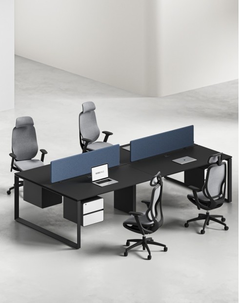 Ace Series Cluster of 4 Face to Face Workstation Black Black