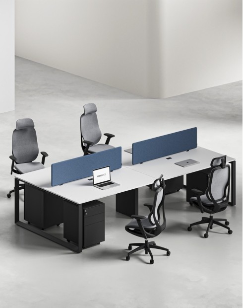 Ace Series Cluster of 4 Face to Face Workstation White Black