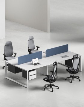 Ace Series Cluster of 4 Face to Face Workstation White White