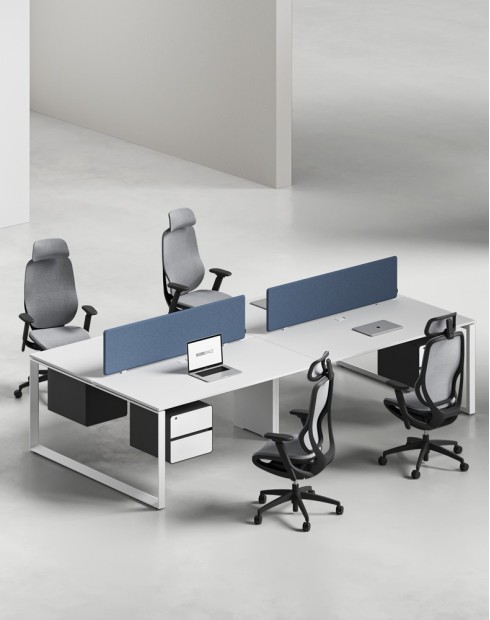 Ace Series Cluster of 4 Face to Face Workstation White White