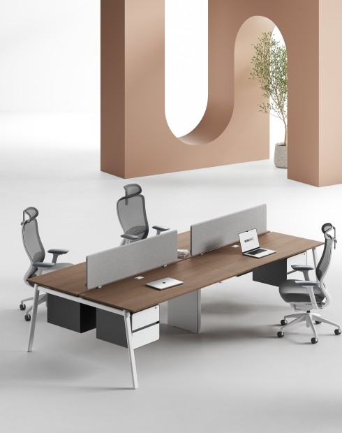 AVA Series Cluster of 4 Face to Face Workstation Alpine W