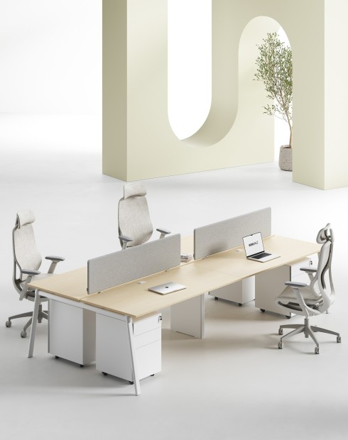 AVA Series Cluster of 4 Face to Face Workstation Artisan W