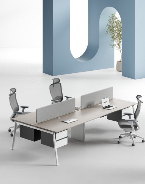 AVA Series Cluster of 4 Face to Face Workstation Ash Grey W