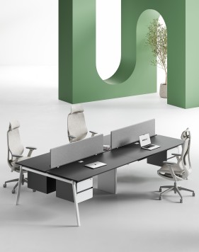 AVA Series Cluster of 4 Face to Face Workstation White W 2