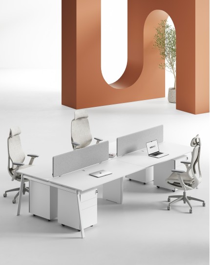 AVA Series Cluster of 4 Face to Face Workstation White W