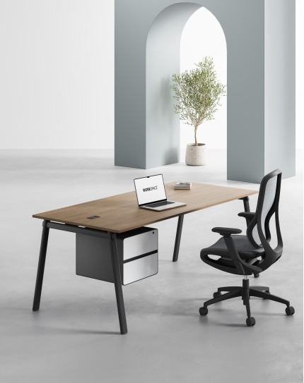 AVA Series Rectangular Executive Desk Amber B