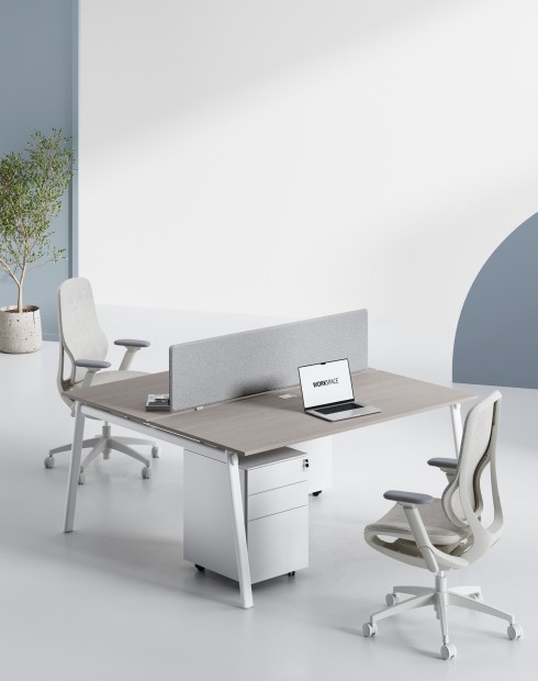 AVA Series Cluster of 2x Face to Face Workstation Ash Grey W