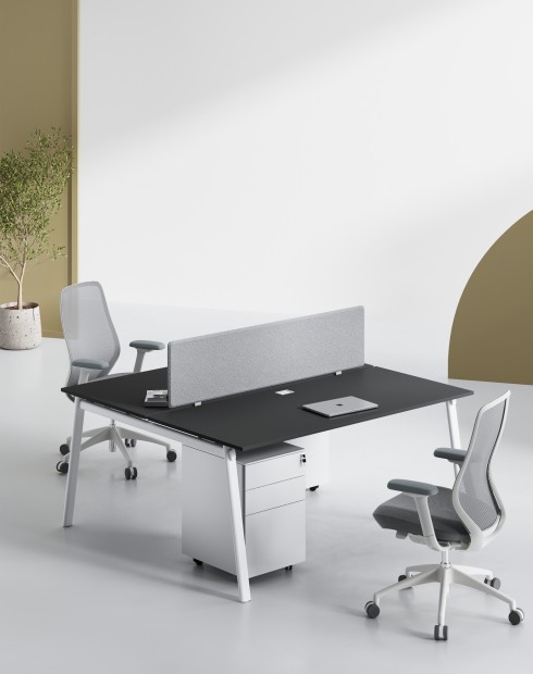 AVA Series Cluster of 2x Face to Face Workstation Black W