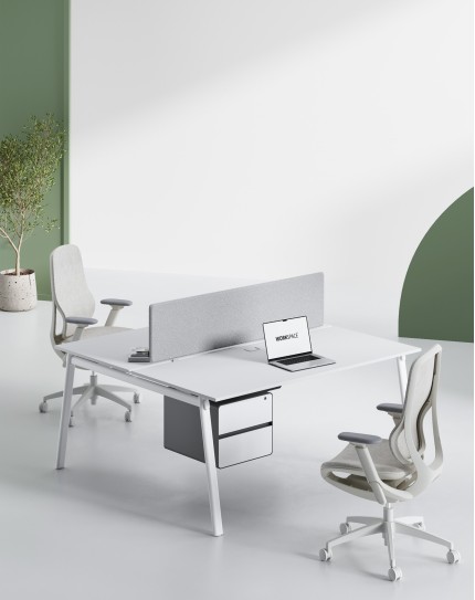 AVA Series Cluster of 2x Face to Face Workstation White W