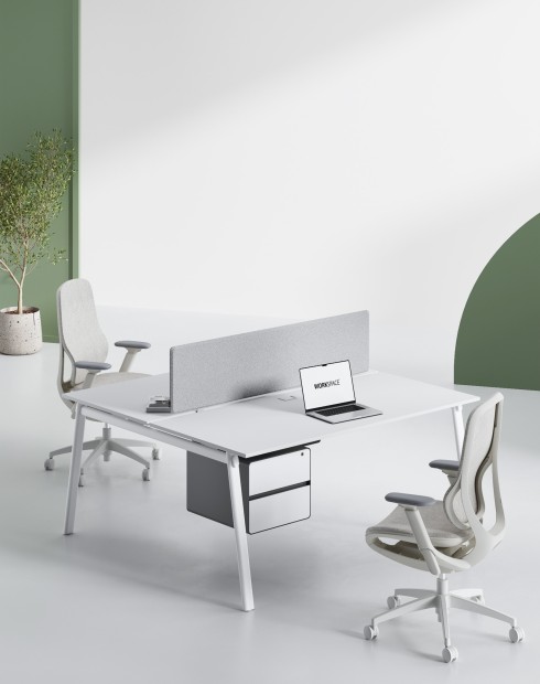 AVA Series Cluster of 2x Face to Face Workstation White W