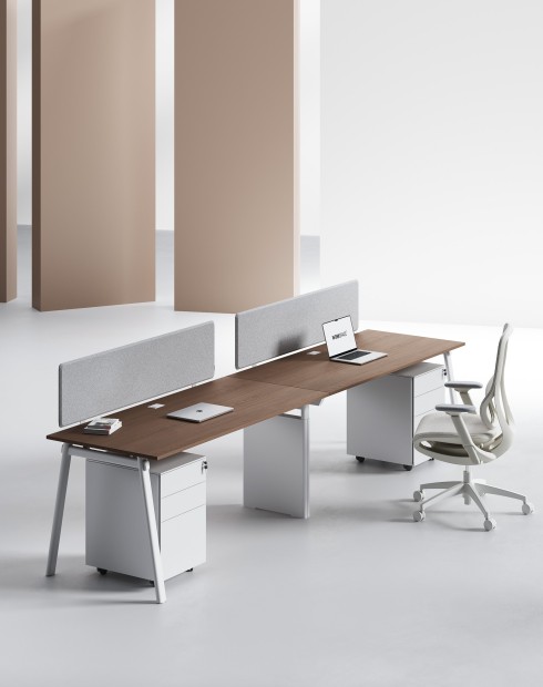 AVA Series Cluster of 2 Single Line Workstation Alpine W