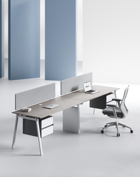 AVA Series Cluster of 2 Single Line Workstation Ash Grey W