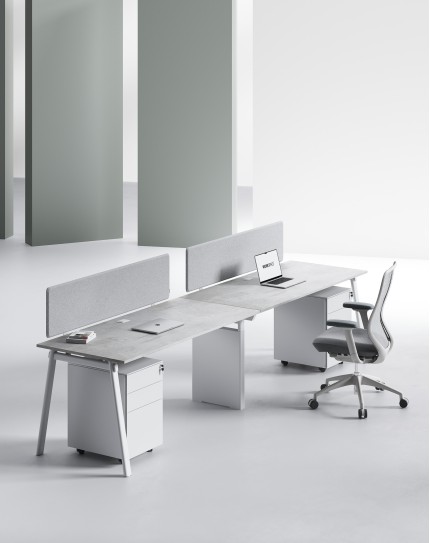 AVA Series Cluster of 2 Single Line Workstation Concrete W