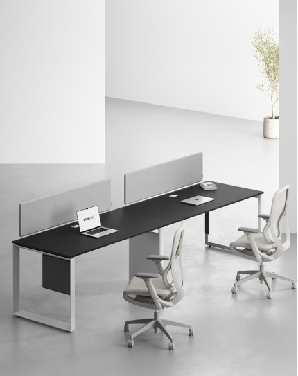 Ace Series Cluster of 2 Single Line Workstation Black W