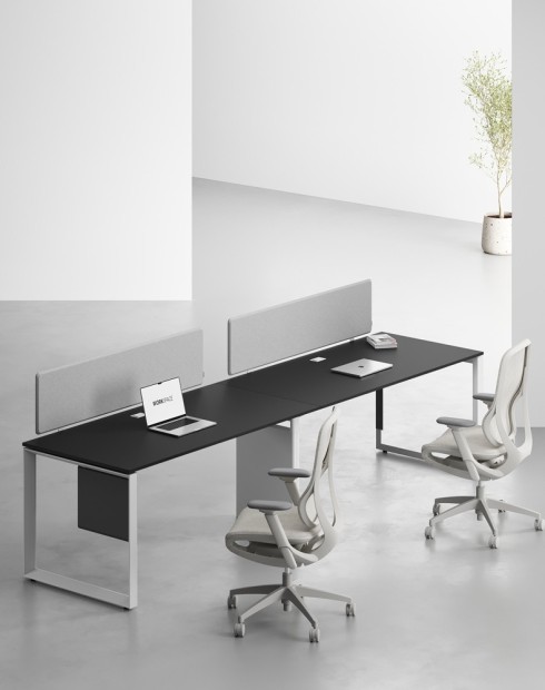 Ace Series Cluster of 2 Single Line Workstation Black W